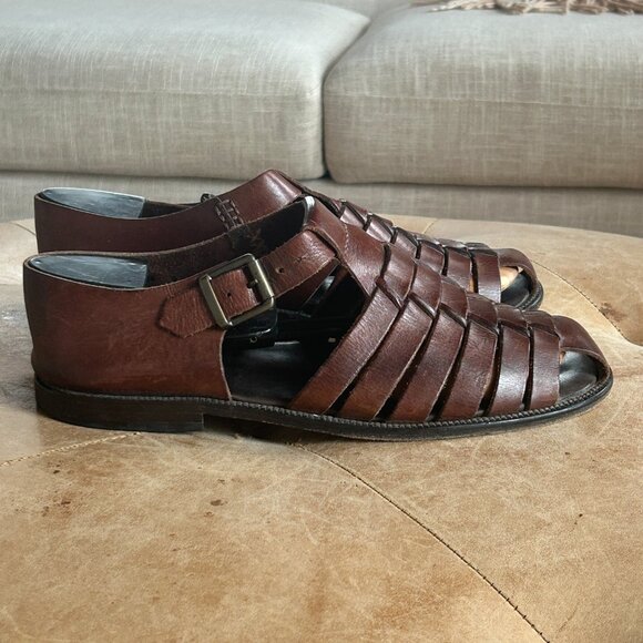 Leather Fisherman Sandals Brown Resort Vacation Italy Made women 9 Tommy Bahama - Picture 2 of 13
